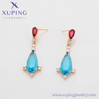 XUPING 18K Pendientes Largos de Diseño en Forma de Lágrima, Pendientes Glamurosos para Banquetes, Bodas, Fiestas Nocturnas