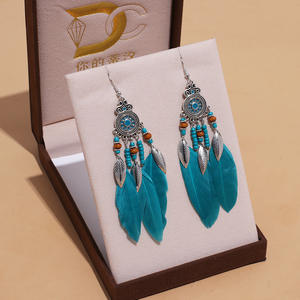 Orecchini Pendenti a Goccia con Foglia in Lega d'<span class=keywords><strong>Argento</strong></span> Anticato Vintage <span class=keywords><strong>Etnici</strong></span> Colorati da Vacanza <span class=keywords><strong>Gioielli</strong></span> di Moda da Donna Nuovo Arrivo - Product Image 6