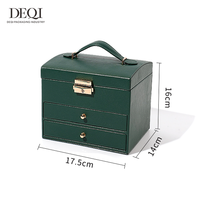 DEQI Vente en gros en stock, boîte de rangement à bijoux de voyage multicouche en cuir, organiseur de bijoux de luxe pour femme
