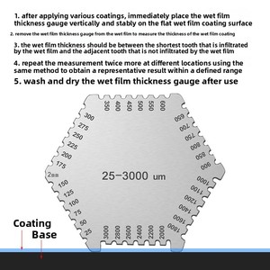 Jauge d'épaisseur de film humide hexagonale de haute précision en acier inoxydable avec logo personnalisé et carte de mesure pour applications de peinture - Product Image 3