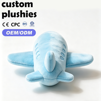 Jouet d'avion en peluche bleu doux et confortable, personnalisable avec logo pour mascotte d'entreprise - Vente chaude