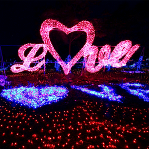 ไฟ LED รูปหัวใจ ตกแต่งคริสต์มาสกลางแจ้ง ไฟสีแดง ชมพู ฟ้า สำหรับตกแต่งสวน ทางเดิน งานแต่งงาน สร้างบรรยากาศ - Product Image 1