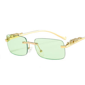 Gafas de Sol Vintage Rectangulares con Decoración de Leopardo, Montura Metálica de Diseño de Marca para Hombre, Gafas de Sol de Lujo para Mujer - Product Image 5