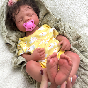 دمى سيليكون ناعمة واقعية بحجم 20 بوصة بمستوى الفنانين للبيع بالجملة، دمية طفل نائم بشعر مزروع، تصميم باسكال للبنات/الأولاد، لعبة ناعمة - Product Image 4