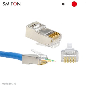 Conector macho Cat <span class=keywords><strong>6</strong></span> de paso de Red chapado en oro FTP <span class=keywords><strong>STP</strong></span> 8P8C RJ45 enchufe modular blindado CAT6 CAT6A RJ45 - Product Image 2