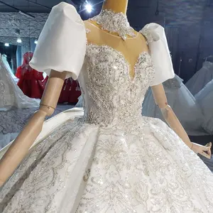 Jancember Htl2268 2021 Luxe Bridal Kralen Pailletten Satin Geborduurde Witte Trouwjurk