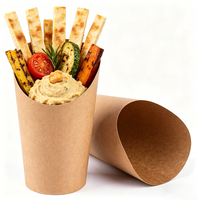 Gobelets à frites recyclables à emporter, personnalisables avec logo, en papier kraft incliné, jetables, pour charcuterie et frites
