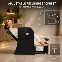 Fauteuil de pédicure en cuir PU noir, fauteuil de soin des pieds pour salon de beauté et spa, avec repose-pieds mobile et armoire de rangement