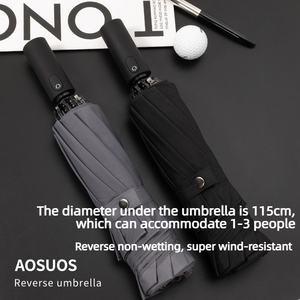 Paraguas Plegable Invertido con Logotipo Personalizado <span class=keywords><strong>de</strong></span> Fábrica al por Mayor, 230T UPF50, 10 Varillas, Apertura y Cierre Automático, Toldo Grande para Regalos Corporativos - Product Image 2
