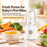 Draagbare oplaadbare babyvoedselblender OEM ODM op maat gemaakte fruit- en groentepureemaker voor baby's afwensetijd en aanvullende voeding