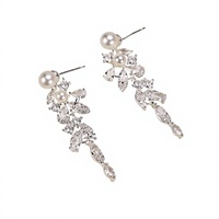 Boucles d'oreilles pendantes de luxe en perles pour femmes, boucles d'oreilles scintillantes à la mode, accessoires de bijoux pour fêtes et mariages, cadeaux