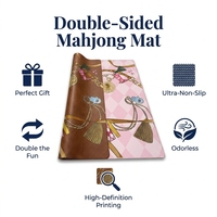 Tapis de mahjong double face imperméable et pliable en caoutchouc de 80 cm (31,5 pouces), durable, portable, professionnel, pour table de jeu de mahjong