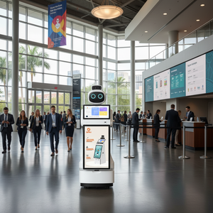 होटल स्वागत स्वागत सेवा के लिए उच्च गुणवत्ता वाले स्टारमेट माई ली 27-इंच डिस्प्ले बहुभाषी वाणिज्यिक ह्यूमनॉइड रोबोट - Product Image 1