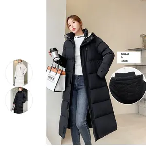 2908 Wholesale Womens Puffer Bubble Jacket Black Thicken Maxi long quilted Lodge down Jacket Maxi long Padding Puff Parkas Coat