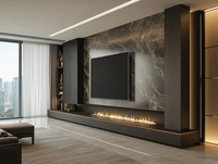 Cheminée 3D intégrée ultra-mince à flamme simulée, humidificateur, pour fond TV, personnalisable, avec fonction de surchauffe en anglais