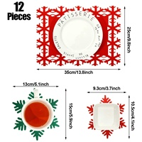 12 pièces De Flocon De Neige De Noël de Table En Feutre Napperon et Caboteur Ensemble pour la Fête De Noël Décoration De Table