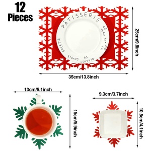 12 pièces <span class=keywords><strong>De</strong></span> <span class=keywords><strong>Flocon</strong></span> <span class=keywords><strong>De</strong></span> Neige <span class=keywords><strong>De</strong></span> Noël <span class=keywords><strong>de</strong></span> Table En Feutre Napperon et Caboteur Ensemble pour la Fête <span class=keywords><strong>De</strong></span> Noël Décoration <span class=keywords><strong>De</strong></span> Table - Product Image 3