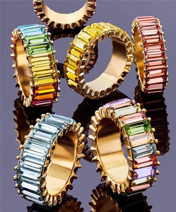 Colorato di Cristallo di Zircon Acrilico geometria Anelli per Le Donne di Nozze Festa di Fidanzamento Da Sposa Promessa Corona Anelli Della Ragazza INS Gioielli - Product Image 3