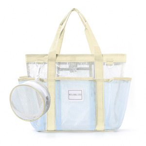 SH Mesh Beach <b>Bag</b> 4-6 <b>Compartments</b> Large Capacity Waterproof Eco-Friendly Fashion Portable Storage <b>Bag</b> Net Pockets Cosmetics - Product Image 5