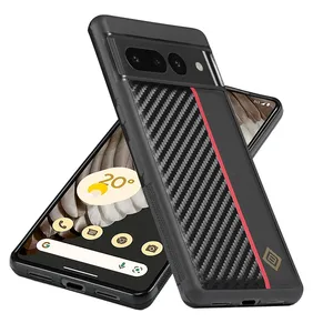 Penutup belakang casing PC + TPU kualitas tinggi untuk Google Pixel 7/7A/8/8 Pro desain serat karbon