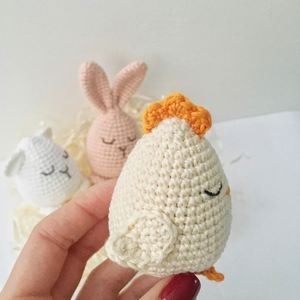 Fatto a mano pasqua <span class=keywords><strong>Amigurumi</strong></span> uncinetto cotone carino Super morbido coniglio farcito di pollo orsacchiotto Milkpp grande Idea regalo PP all'ingrosso - Product Image 6