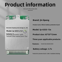Jinlipeng 13S 48V 15A Placa de Protección de Batería de Litio Ternaria Li-ion 18650 para Bicicleta Eléctrica con Función de Balanceo