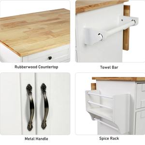 Chariot moderne en bois pour micro-ondes, étagère, salle à manger, rangement, îlot de cuisine, chariot avec roue - Product Image 4