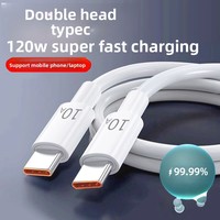Kabel Data Pengisian Cepat USB-C 120W Dual-head Kompatibel PD untuk iPhone 15/16 & Laptop, Bahan PVC 6A, Perdagangan Lintas Batas