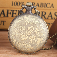 Collier style ancien horloge bijoux métal Steampunk éléphant Bronze montre de poche à quartz avec chaîne de chandail