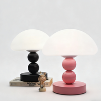 Lampe de table nordique en forme de champignon, 3 couleurs réglables, base en métal, lampe de chevet pour chambre à coucher, chambre d'enfant, salon, décoration