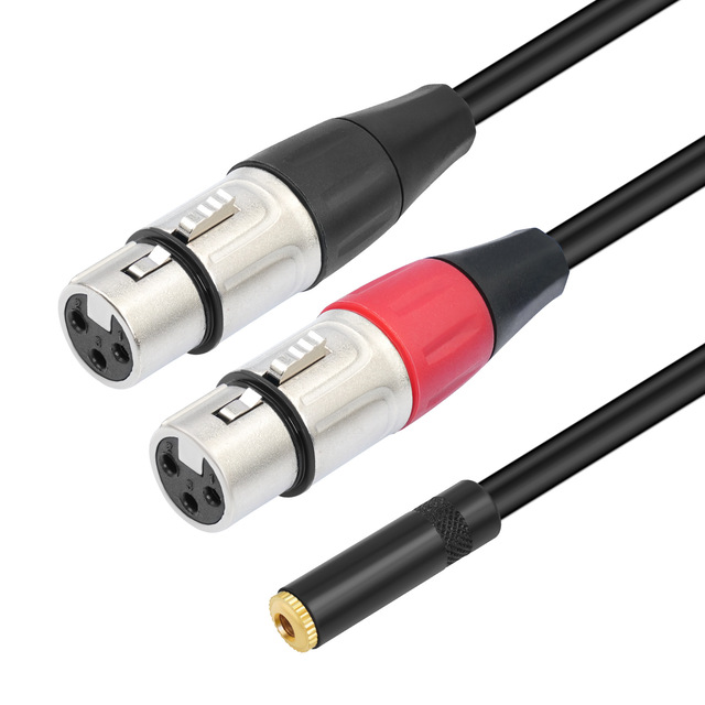 Unbalanced Female XLR 3.5mm Female Y-Splitter Cable PVC 1/8 Inch Mini Jack TRS for Microphone Car Speaker Computer Monitor RCA
