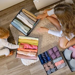 Caixa Organizadora de Roupas em Tecido Compartimentada com Design Estilo Gaveta, Lavável, Sem Tampa, Dobrável para Meias, Roupas Íntimas e Sutiãs - Product Image 2
