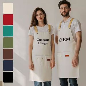Custom Logo Customizable Waterproof Canvas Bib <b>Kitchen</b> <b>Apron</b> Oil-Proof Adjustable Anti-static Waiter Carpenter Barista Washable - Product Image 4