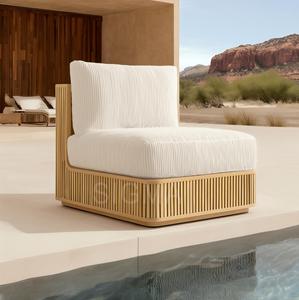 Set di Divani in Legno di Teak Massiccio per Esterni, Mobili da Giardino Resistenti a Pioggia e Sole, per Patio e Cortile - Product Image 3