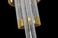 Lustre moderne de luxe en cristal K9, éclairage en spirale avec perles de cristal, design pour plafond haut, idéal pour villa et escalier