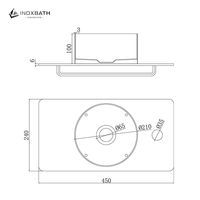 Lavabo Rectangular de Acero Inoxidable para Baño, Unidad Colgante de Pared con Orificio para Grifo y Toallero 450x240mm