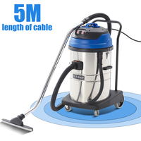 Aspirateur industriel et commercial haute puissance 70L bleu pour lavage de voiture, aspiration humide et sèche, poussière et eau