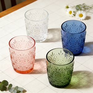 Vaso de Vidrio de la Serie Hope con Patrón en Relieve, Vaso Vintage para Bebidas, Vaso Clásico Retro para Agua, Jugo, Vino, Juego de Vasos - Product Image 5