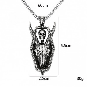 Collares de Cadena de Acero Inoxidable con Colgante de Cabeza de Cabra Calavera Estilo Punk Gótico para Hombres, Joyería Estilo <span class=keywords><strong>Rock</strong></span> - Product Image 5