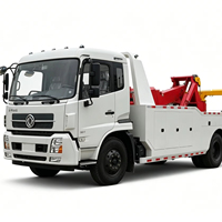 Truk Derek Penyelamat Jalan Dongfeng 4*2 Satu Tarik Dua Bak Datar 150hp Diesel Transmisi Manual Mesin Cummins