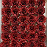 Rose artificielle en soie avec paillettes dorées, tête de fleur lumineuse, vente en gros, décoration pour la maison, mariage et fête