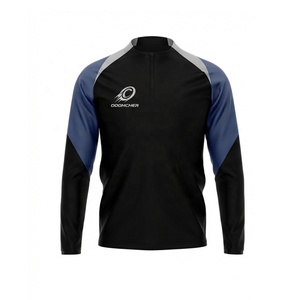 Setelan Training Sepak Bola Warna Hitam Biru Abu-abu Custom Color Block Half Zip OEM ODM - Product Image 3