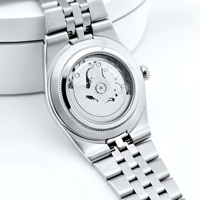Vente en gros, montre mécanique automatique à cadran bleu glacé avec logo personnalisé, design sportif, multifonction, montre pour homme, mouvement NH35