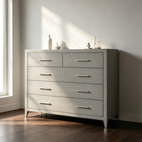 Commode de Rangement 5 Tiroirs en Bois Massif Gaufré, Finition Vieillie Simple et Moderne, Grande Capacité, Écologique, pour Chambre à Coucher, Usage Domestique