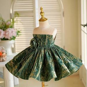 Commercio all'ingrosso verde Jacquard soffice abito di <span class=keywords><strong>compleanno</strong></span> per bambini principessa ragazze pianoforte abiti da festa per bambini da <span class=keywords><strong>1</strong></span> a 12 anni - Product Image 6