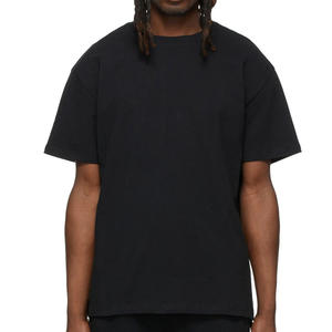 Camiseta Negra de Verano para Hombre, Estilo Casual, de Alta Calidad, Corte Cuadrado, Lisa, 100% Algodón, Talla Grande - Product Image 1