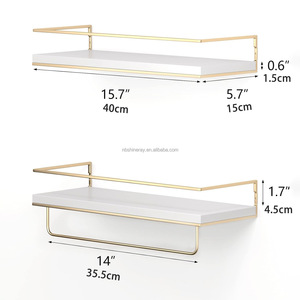 Set di 2 Mensole da Parete con <span class=keywords><strong>Portasciugamani</strong></span>, Scaffali Decorativi <span class=keywords><strong>per</strong></span> <span class=keywords><strong>Bagno</strong></span>, Mensole Fluttuanti <span class=keywords><strong>per</strong></span> Arredamento Cucina - Product Image 3