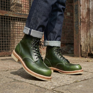 Stivali Chelsea da uomo personalizzati verde <span class=keywords><strong>smeraldo</strong></span> con punta tonda e lacci, stile western a metà polpaccio, in pelle cerata lucida, con suola cucita, casual - Product Image 3