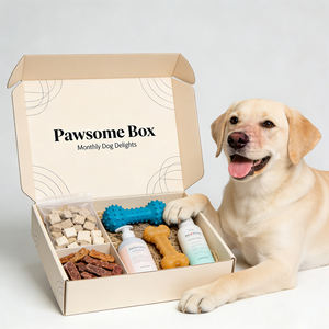 Boîte d'abonnement mensuelle pour animaux de compagnie avec logo personnalisé, pour friandises, jouets et accessoires haut de gamme pour toutes les races. - Product Image 3