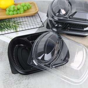 Contenedor Desechable para Almacenamiento de Alimentos de 1000 ml, Negro, 2 Compartimentos, Contenedor de Plástico para Almuerzo Bento Estilo Chino - Product Image 1